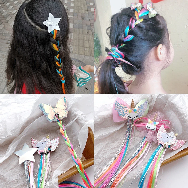 

1PCS Cute Girls Dream Colorful Unicorn Butterfly Star Wig Hairpins Children Hair Clips Headbands Barrettes Kids Hair Accessories