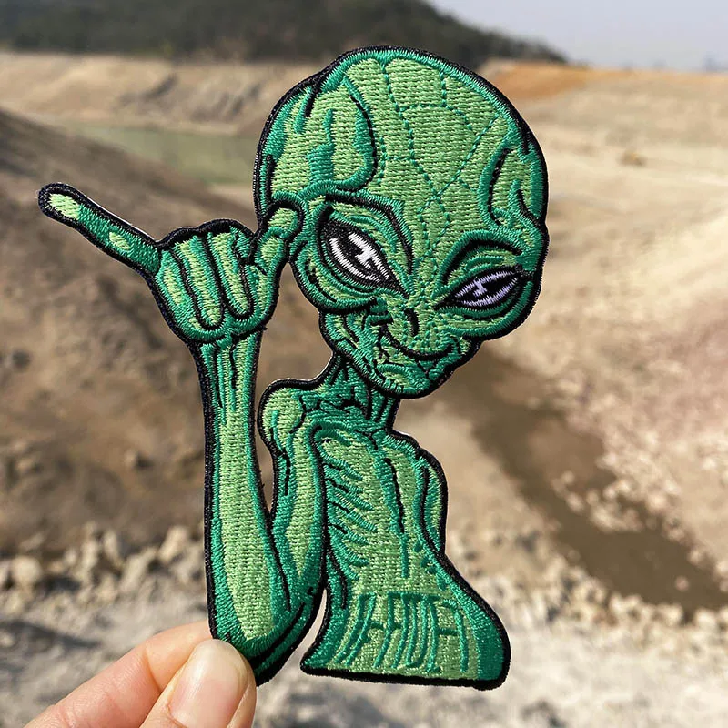Prajna-Bordado Ferro em Patches para Vestuário, Legal Alienígena, UFO, Patch Espacial, Roupas Adesivos, DIY