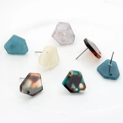 15mm 6pcs/lot Acetic Acid Resin Irregular Geometric Earring Base Connectors For DIY Earrings Jewelry Making Finding Accessories