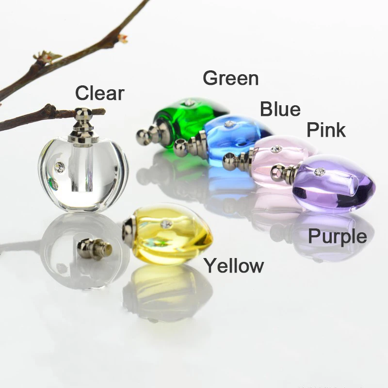 10PCS Crystal Vial Pendants Mini Glass Bottles Rice vials Screw Cap Necklace Perfume Bottle Rice Charms DIY Name on Rice Art