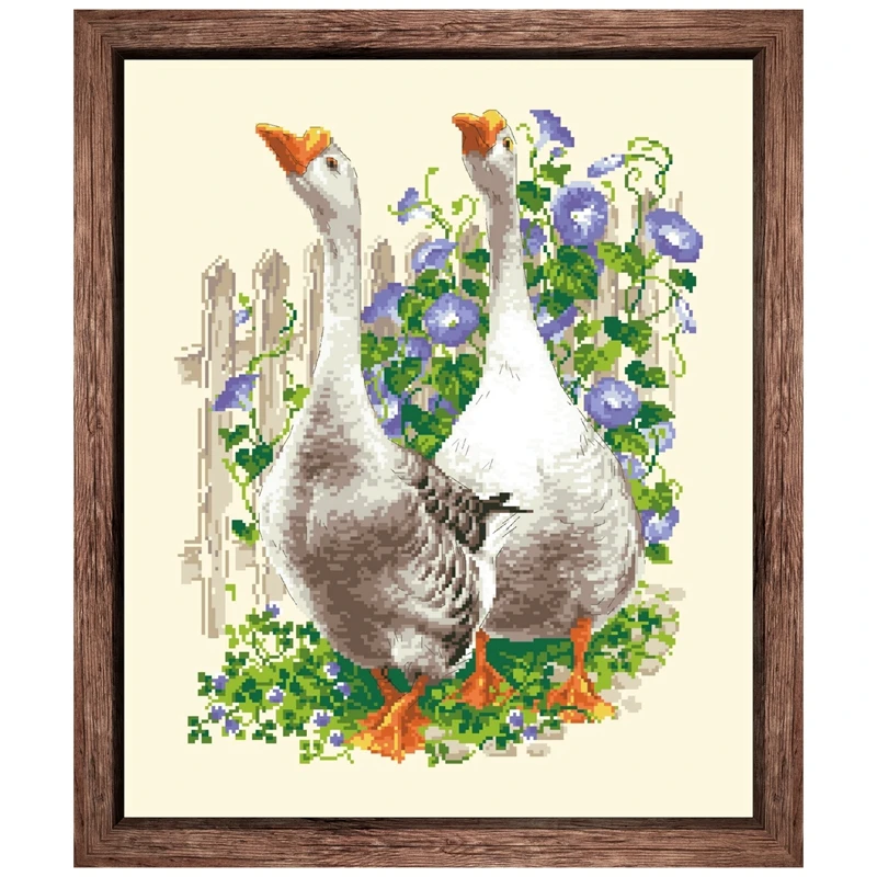 Two geese B cross stitch kits animal flowers 18ct 14ct 11ct light yellow cotton thread DIY embroidery kit home wall decoration