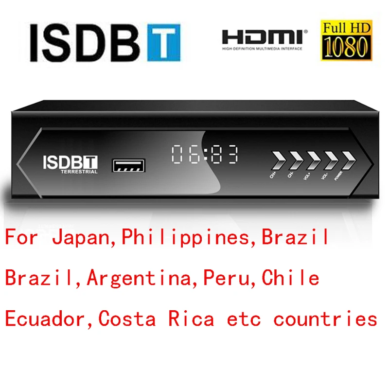 HD FTA ISDB-T receiver  isdb-t tv tuner Terrestrial Tv Receiver for Brazil Argentina Chile Venezuela Costa Rica Philippines