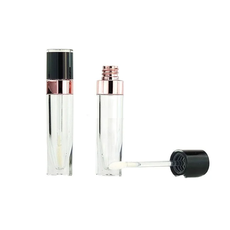 30pcs Empty Lip Gloss Tube  6ml With Wand Pink Black Lid Luxury Cosmetic Packaging Container Clear Lipgloss Bottles