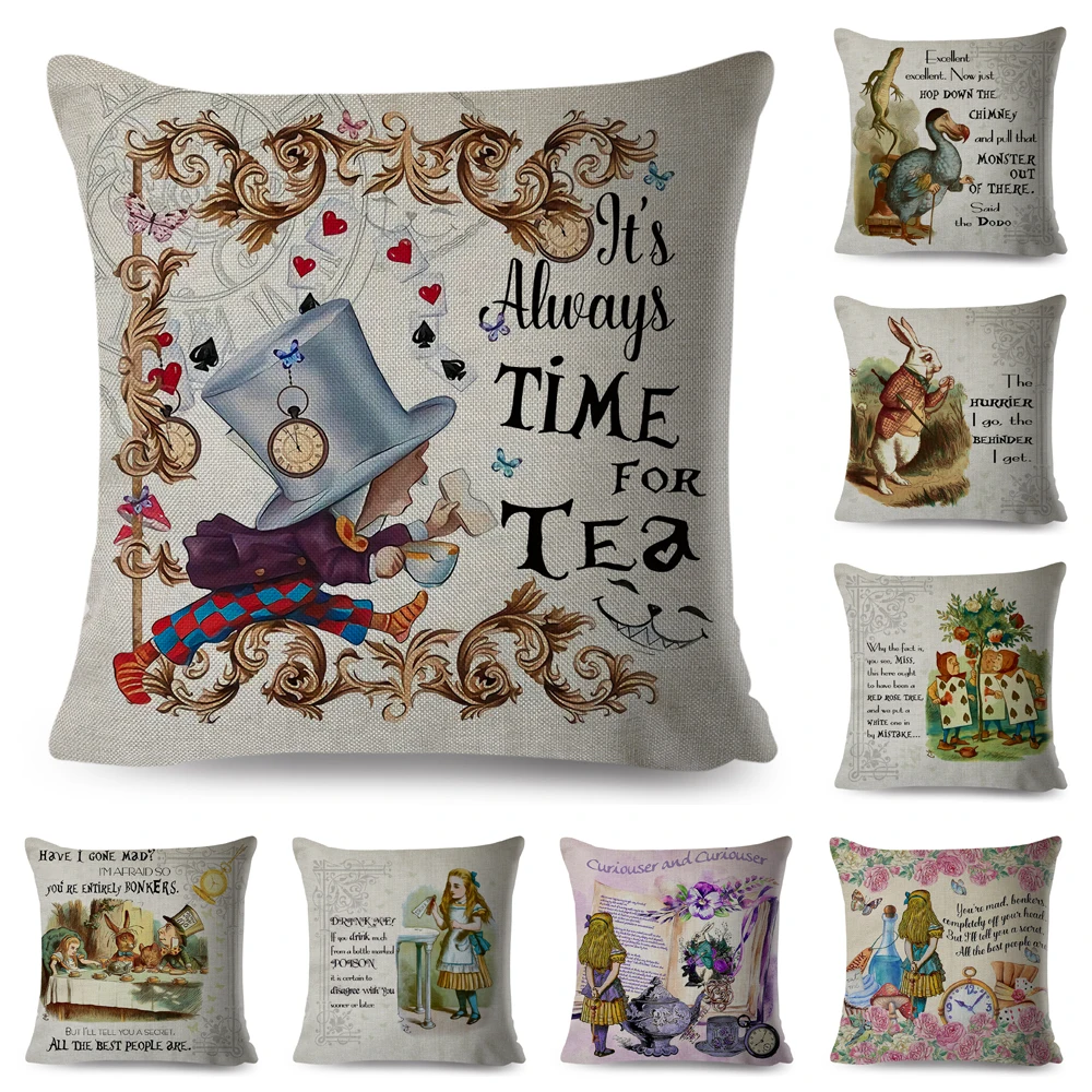 Fairy tale Cute Cartoon Girl Children Cushion Cover  Decor Letter Pillow Case for Children Room Sofa Home 45*45cm Polyester