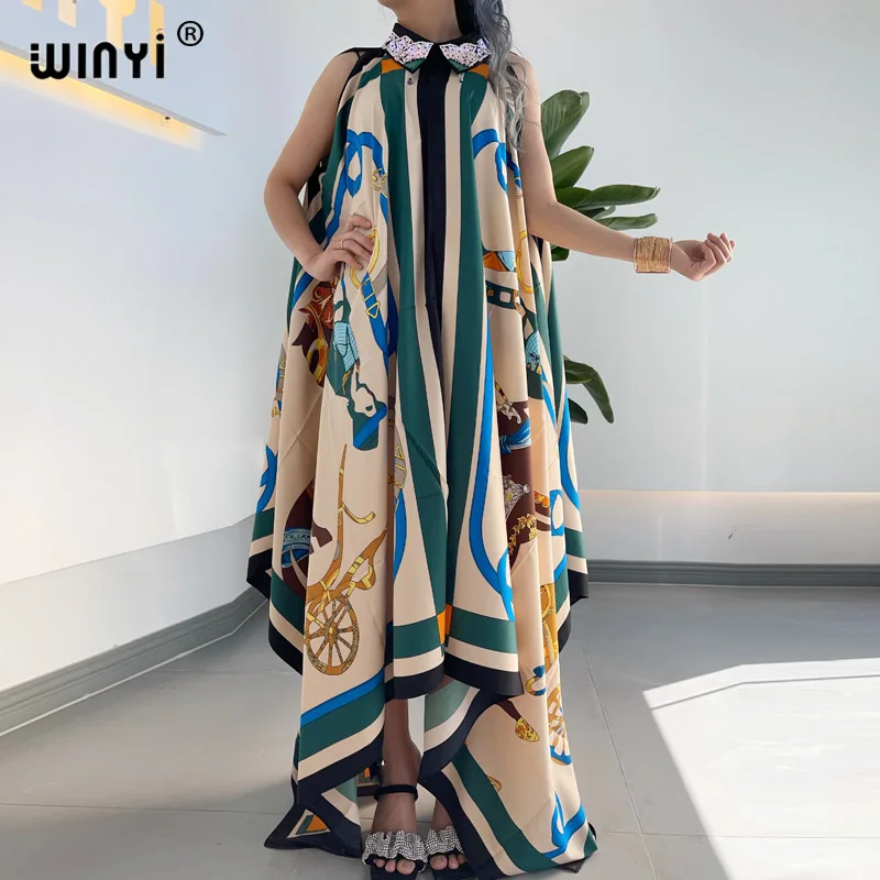 WINYI sukienka Fashion Summer kimono Dress free Size Women\'s Half Sleeve Floral Printed Elegant Casual Vacation Loose Dresses