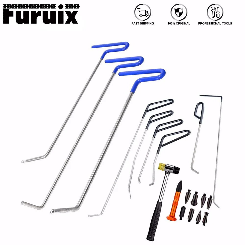 Furuix Tools Paintless Dent Repair Spring Steel Rods Body Dent Removal Hail Set Repair Hammer with Tap Down