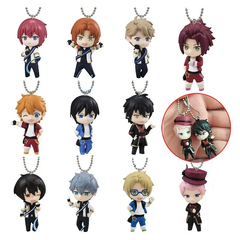 Ensemble Stars Mini Pendant Toys Tsukinaga Leo Hidaka Hokuto Narukami Arashi Mini Figure Kawaii 4cm Key Ring Bag Decor Gift Toys