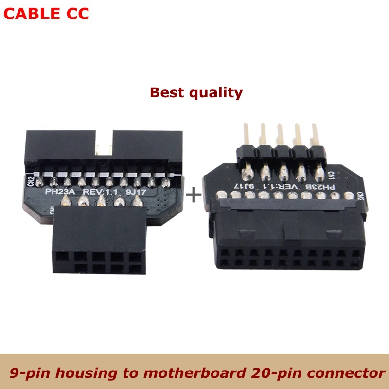 1set Reversible USB 2.0 9Pin Housing to Motherboard USB 3.0 20pin Header Female Adapter
