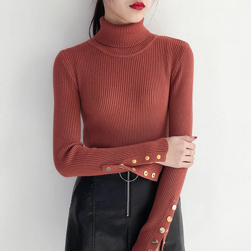 

winter pullover woman's black turtleneck fleece a cute sweater ladies jumper knit clothing girls sweaters korean