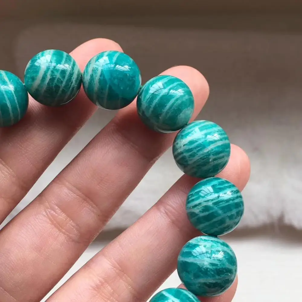 Natural Green Amazonite Beads Bracelet Women Men 8mm 9mm 10mm 11mm 12mm Stretch Round Beads Amazonite Jewelry AAAAAA