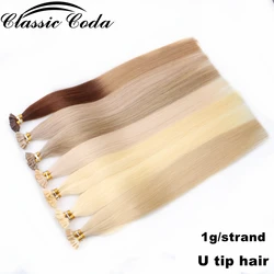 Extensions de cheveux u-tip Remy – Classic Coda, 50g, 20 pouces, 22 pouces, vrais cheveux européens, blond platine, Capsule de kératine, 1g/brin