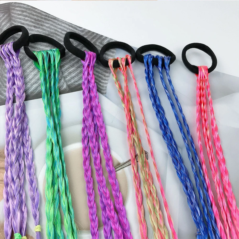 New Girls Colorful Wigs Ponytail Headbands Rubber Bands Beauty Hair Bands Headwear Kids Hair Accessories Head Band Hair Ornament