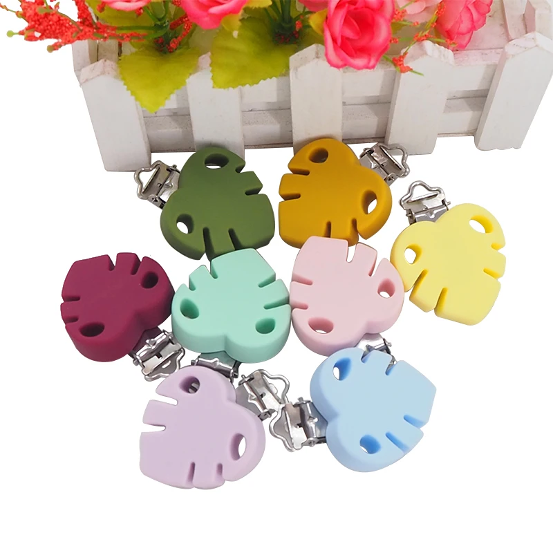 

Chenkai 10PCS BPA Free DIY Silicone Leaf Teether Clip Baby Animal Pacifier Dummy Nursing Soother Sensory Toy Gift Accessories