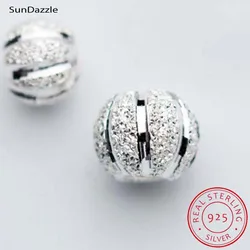 2pcs Real Pure Solid 925 Sterling Silver Round Ball Pendant Spacer Loose Beads Necklace Bracelet Charm Jewelry Making Findings