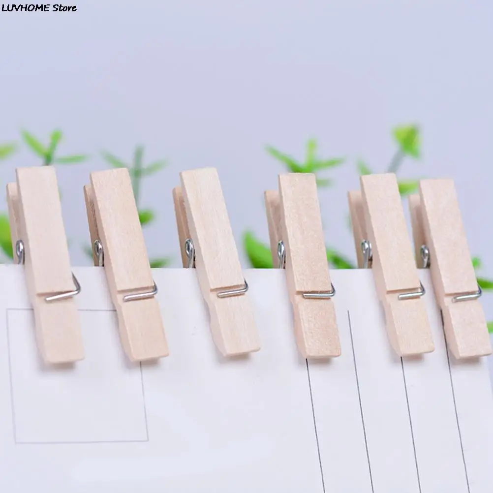 50 Pcs/lot Natural Mini Spring Wood Clips Clothes Photo Paper Peg Pin Clothespin Craft Clips Party Home Decoration Wholesale