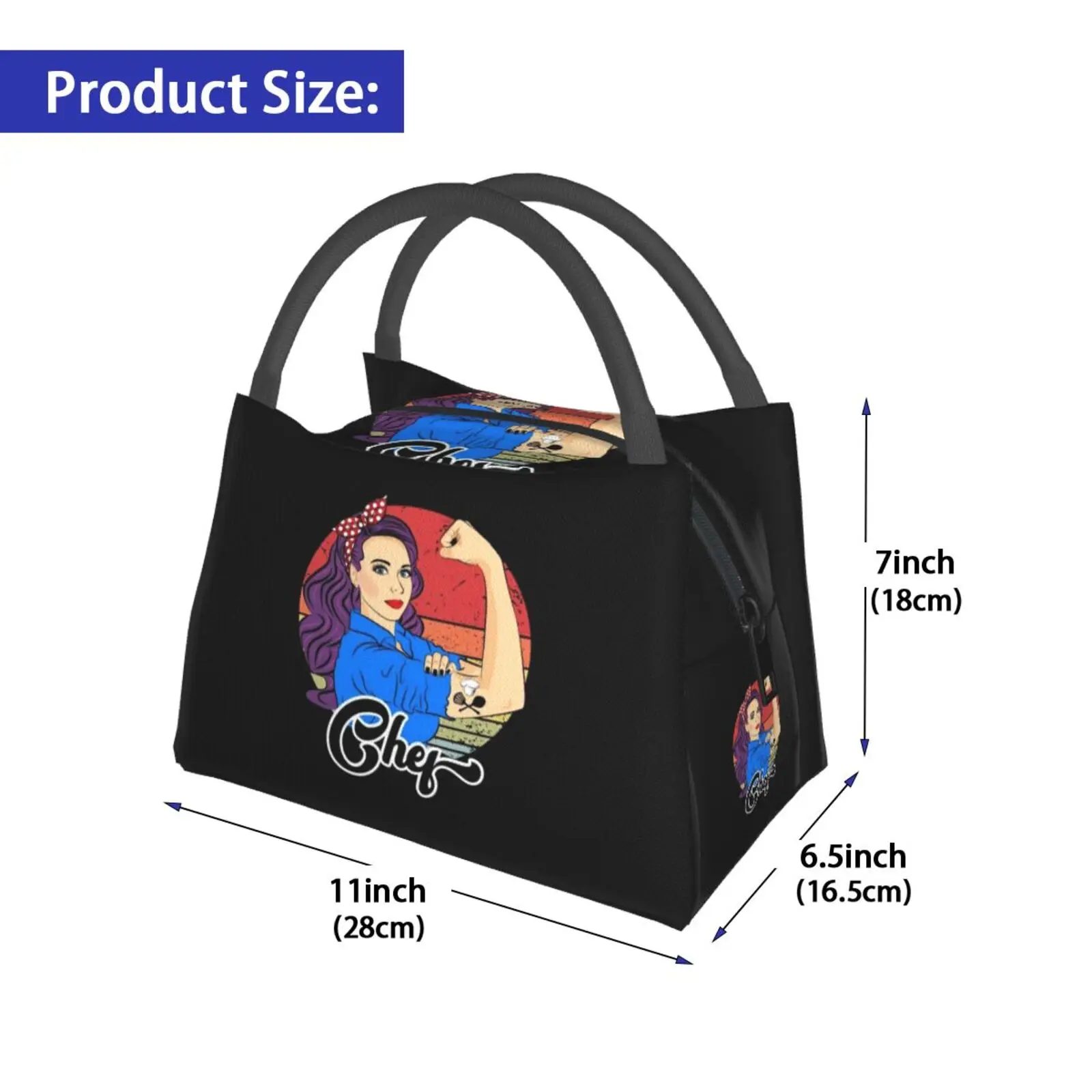 Cooler Lunch Bag Picnic Bag Chef Strong Woman Retro Vintage Chef Cook Female Chef Chef Gift Gift Chef Vintage