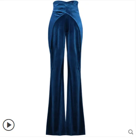 Mopping pants women new velvet pants retro  velvet wide-leg pants women autumn and winter