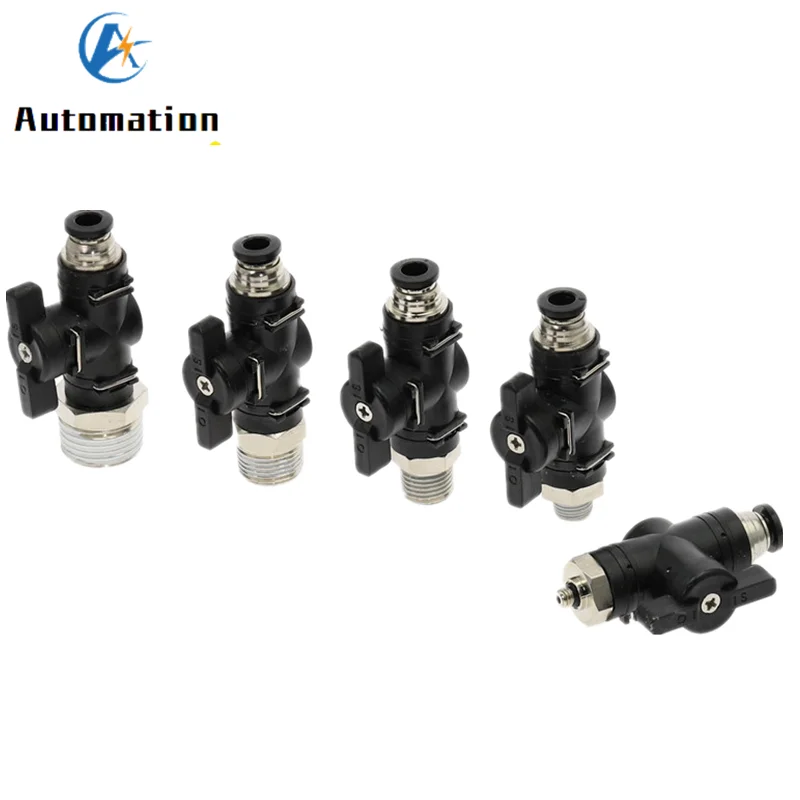 

BC Pneumatic Manual Switch Ball Valve 4-12mm Tube Push In Quick Joint Connector Hand Valve To Turn 1/8" 3/8" 1/2" PT Male thread