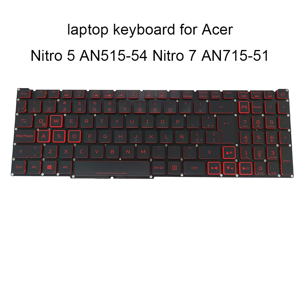 LA French AZERTY Backlit Keyboard For Acer Nitro 5 AN515 54 557H AN517 AN715-51 Latin Spanish keyboards SP ES Red LG5P-N90BRL