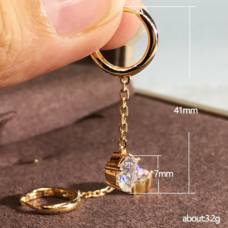 Huitan Fashion Chain Dangle Earrings with 6 Claw Cubic Zirconia for Women Newly Designed Wedding Engagement Jewelry Wholesale view 6