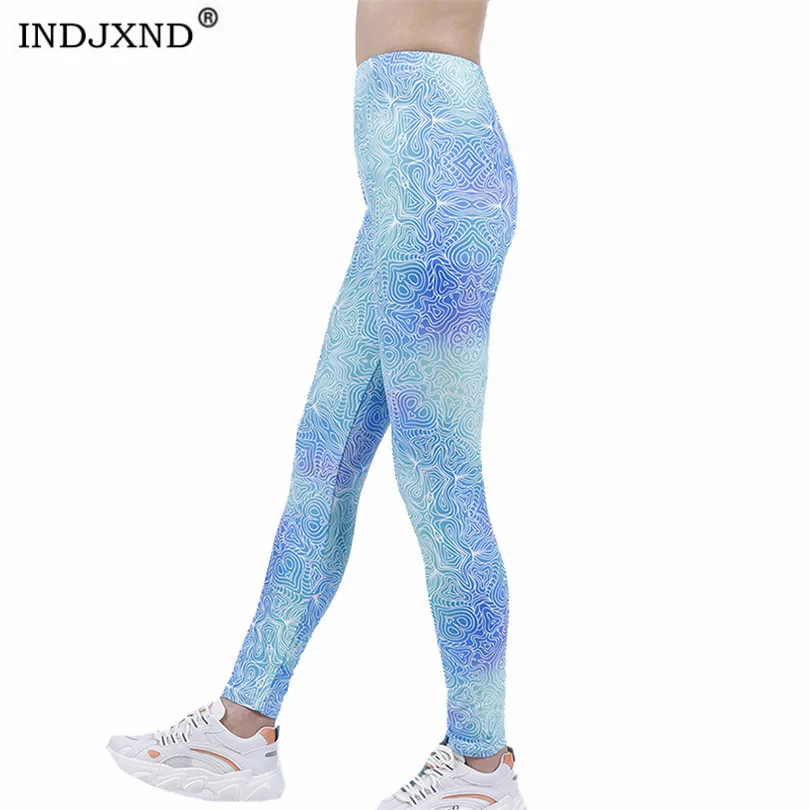 

INDJXND Fitness Leggings Push Up Women Colored Geometric Stripes High Waist Sports Gym Workout Polyester Ankle-Length Bottom