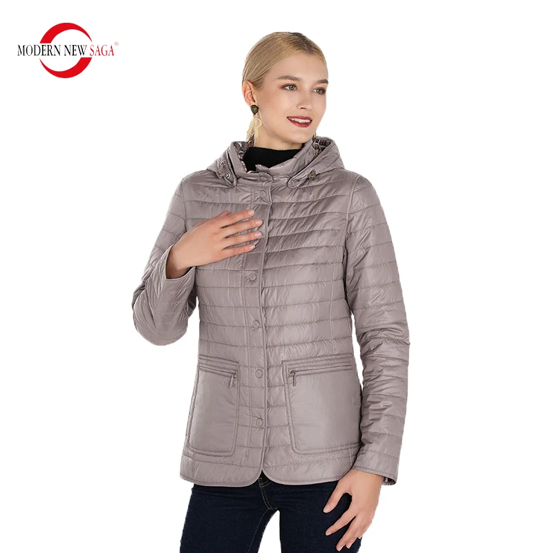 MODERN NEW SAGA 2023 Quilted Coat Autumn Women Jacket Reversible Jacket Cotton Padded Jacket Hood Women Coats Down Jacket Female