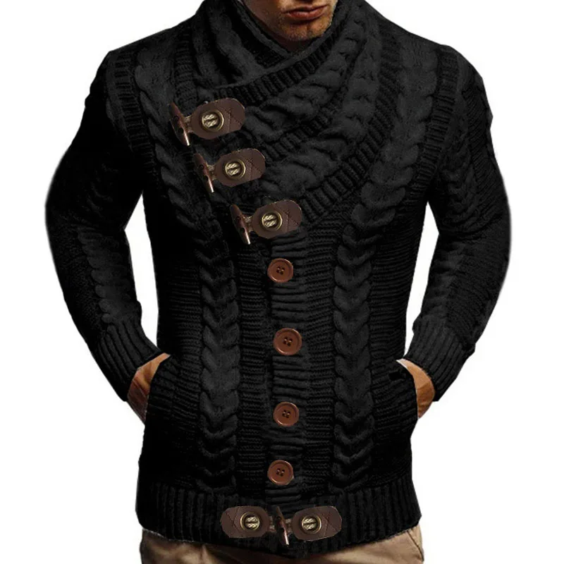 Herbst Winter Rollkragenpullover Männer 2025, Neue Casual Solide Strickjacke Männer Volle Hülse Dünne Herren Übergroßen Pullover Mantel männer