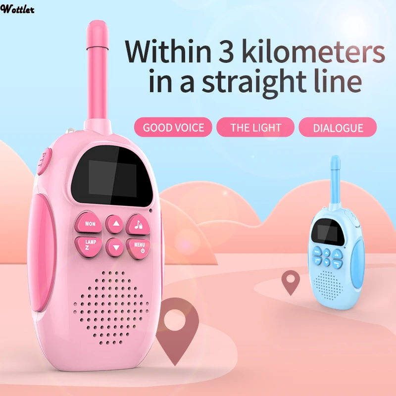 Children\'s Walkie Talkie Kids Mini Toys Handheld Transceiver 3KM Range UHF Radio Lanyard Interphone For Birthday Gift Toys