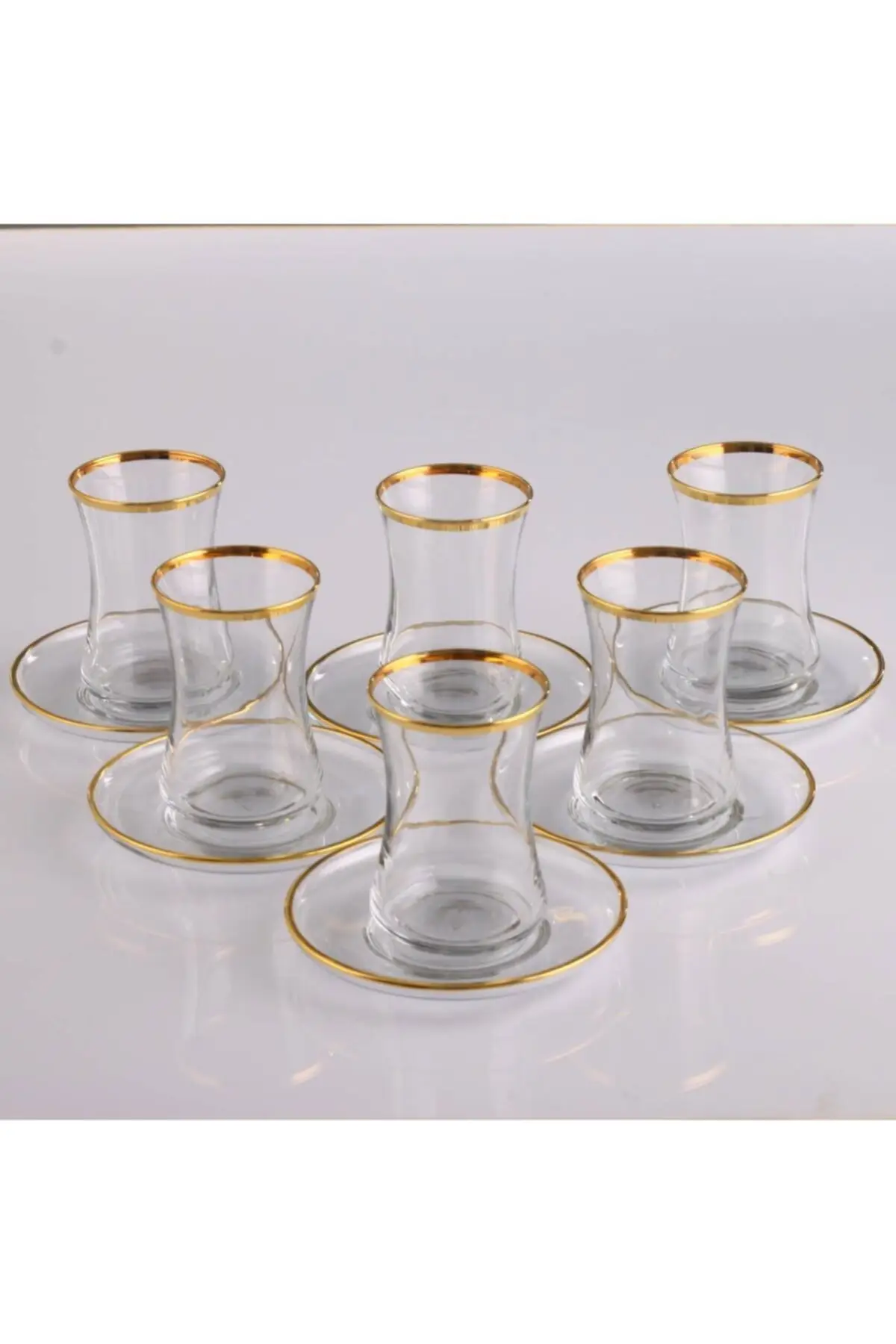 Uras 12 Piece Tea Set-Sapphire Gold-6 Personality English Tea Cup Glass Cup