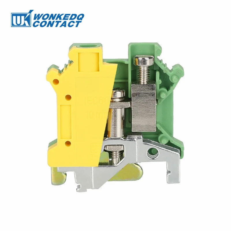 USLKG10N Ground Modular Screw Terminal Block Earth For UK-10N, 10 mm² Wire Electrical Din Rail Connector USLKG10 USLKG-10N