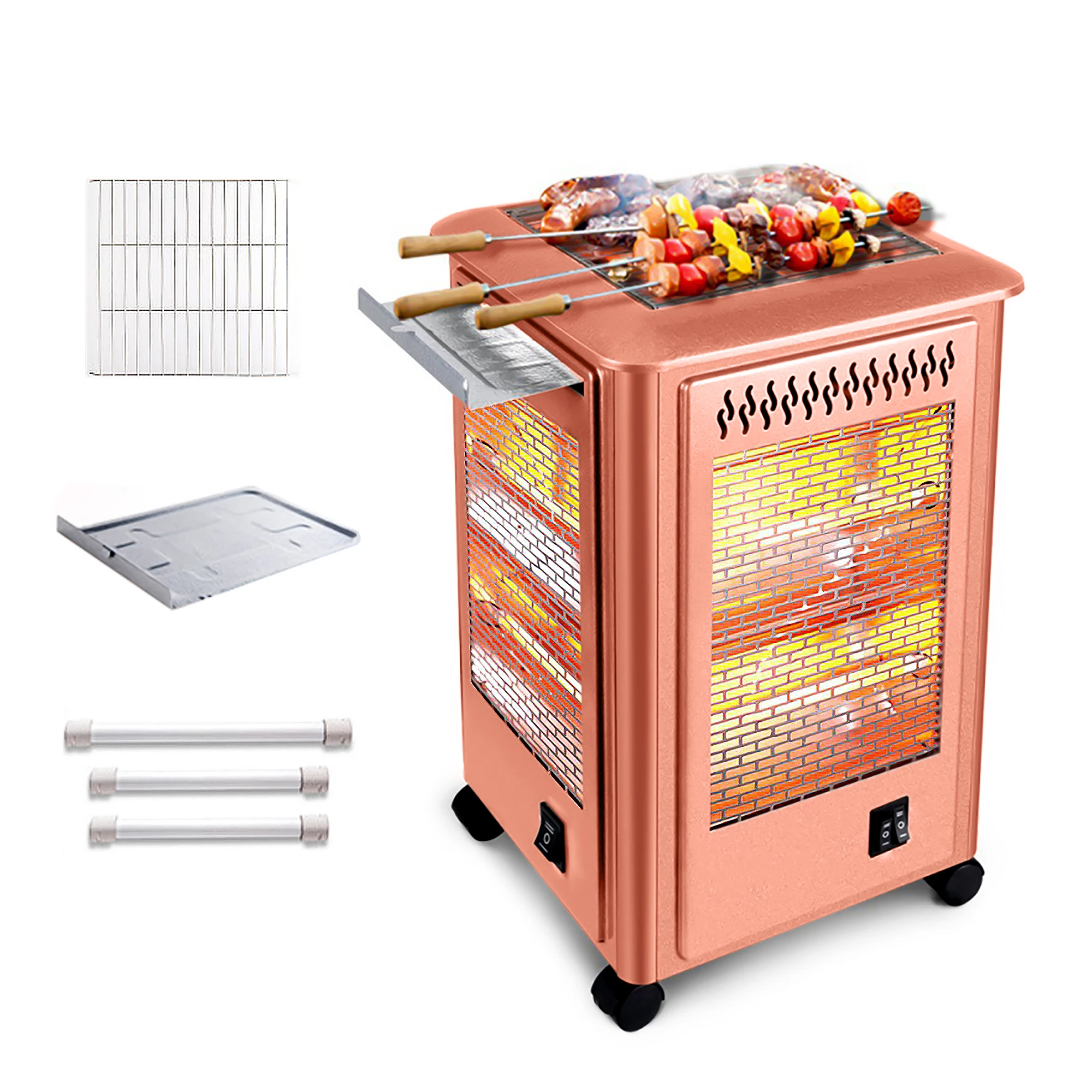 Электрический обогреватель переменного тока 220 В-240 В, 2000 Вт, 5-гранный электрический обогреватель, походная печь, портативный гриль-барбекю, плита для барбекю, пикника, подогреватель еды