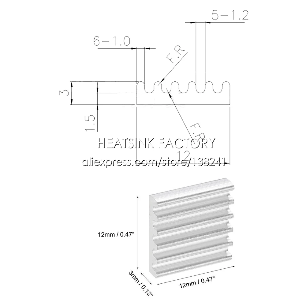 12x12x3mm / 13x13x3mm Aluminum Cooling Heatsink Cooler With Thermal Double Sided Pad Applied Heat Dissipation Radiator