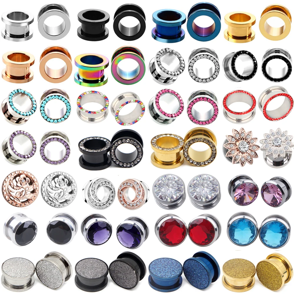 2PCS 6-20mm Ear Plugs 316L Stainless Steel Ear Tunnels Plugs Piercing Ombligo Screwed Earring Expander Ear Gauges Jewelry