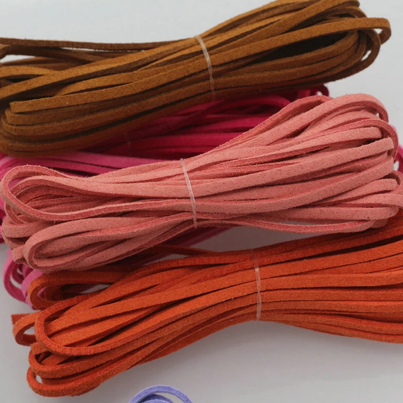 5 Meters Leather Thong Cord Flat Faux Suede String Thread DIY Bracelet Findings Rope String For Jewelry Making 3mm Thickness