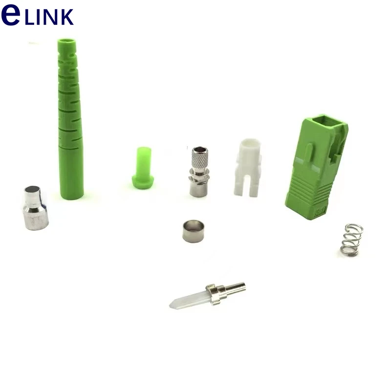 fiber connector KITS 1000PCS SC/APC Green Preassembled Unassembled Simplex SM 3.0mm 2.0mm 0.9mm ftth SC connector accessory ELIN