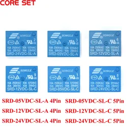5pcs 5 Pins SRD-05VDC-SL-C SRD-12VDC-SL-A SRD-24VDC-SL-C 5V 12V 24V 10A 250VAC Power Relay PCB 4Pin 5Pin Type T73-5V 10A 125VAC
