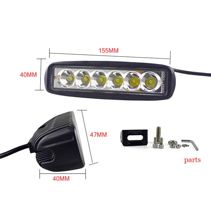مصابيح الكشافات العالمية القيادة الضباب الطرق الوعرة LED ضوء سيارة العمل 18 واط 12 فولت LED 4WD led الحزم قضيب مصابيح عملي الأضواء #1