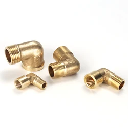 Female External thread Thread 1/8‘’ 1/4‘’ 3/8‘’ 1/2 3/4 90 Deg Brass Elbow Pipe Fitting Connector Coupler For Water Fuel Copper