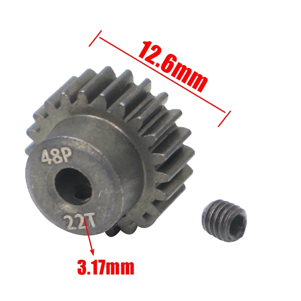 48p 3,175mm 16t 17t 18t 19t 20t 22t 24t 25t Schwarz Stahl Metall Ritzel motor Getriebe Für 1/10 Axial Scx10 Rc Modell Auto Motor Teile – Detail 8