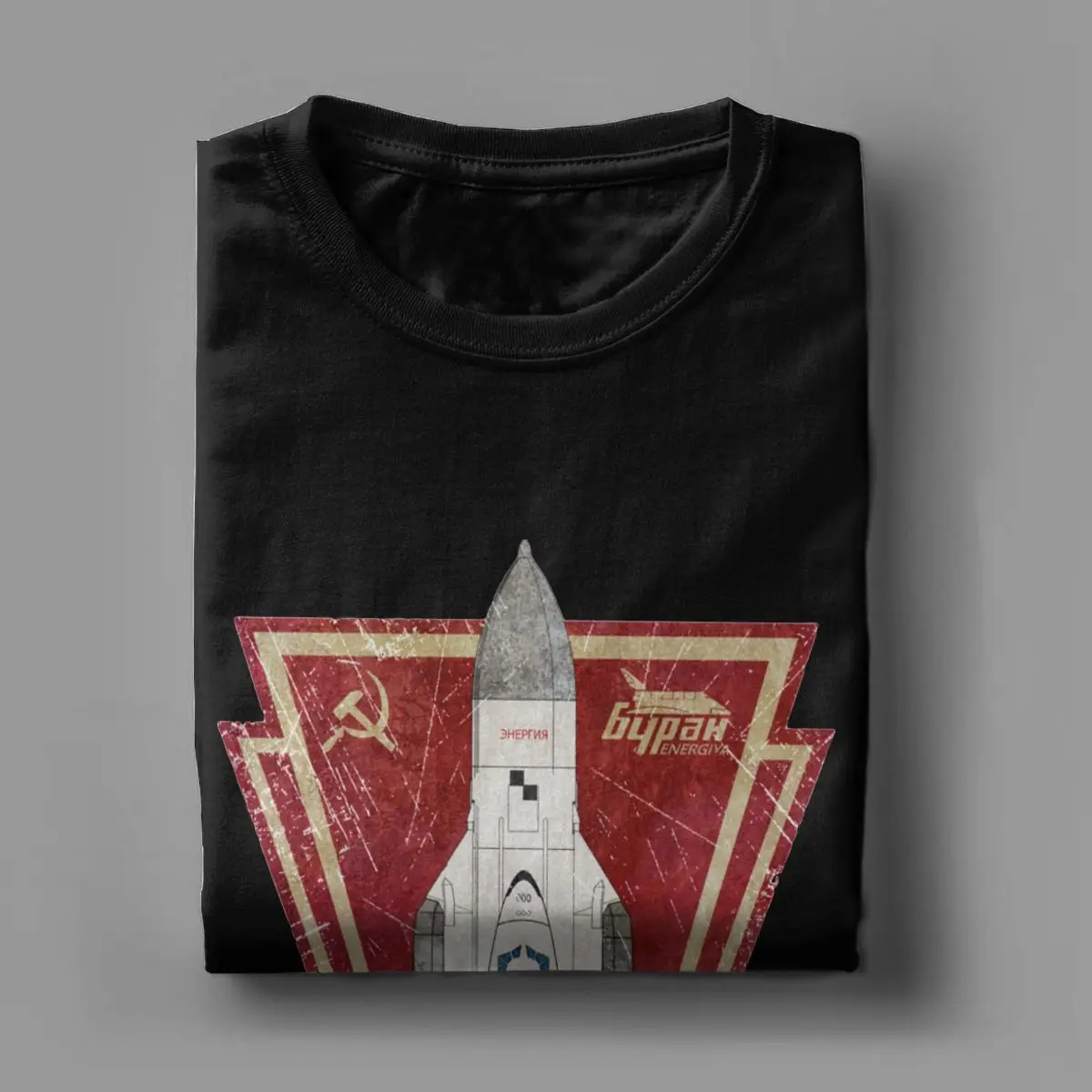 Fashion CCCP Flag Space Rocket T-Shirt for Men Crew Neck Cotton T Shirt USSR Soviet Union Short Sleeve Tees Classic Tops