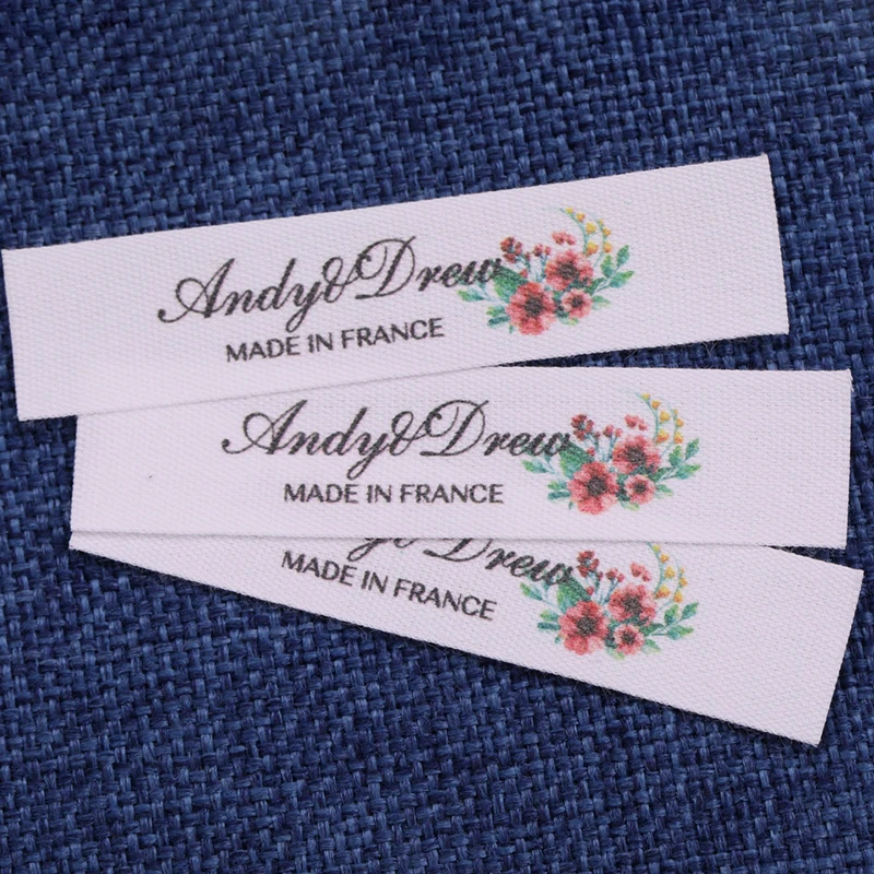 

500 pcs Custom Clothing Labels - Personalized Brand Organic Cotton Ribbon Labels 15mmx70mm Logo or Text Sewing DIY Labels