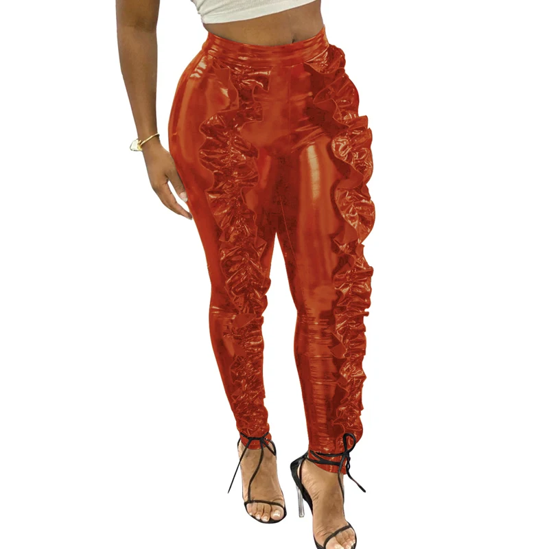 

High Quality Elegant Casual PU Leather Pants Women Skinny Tight Party Trousers Women Clothes Pencil Pants Dropshipping