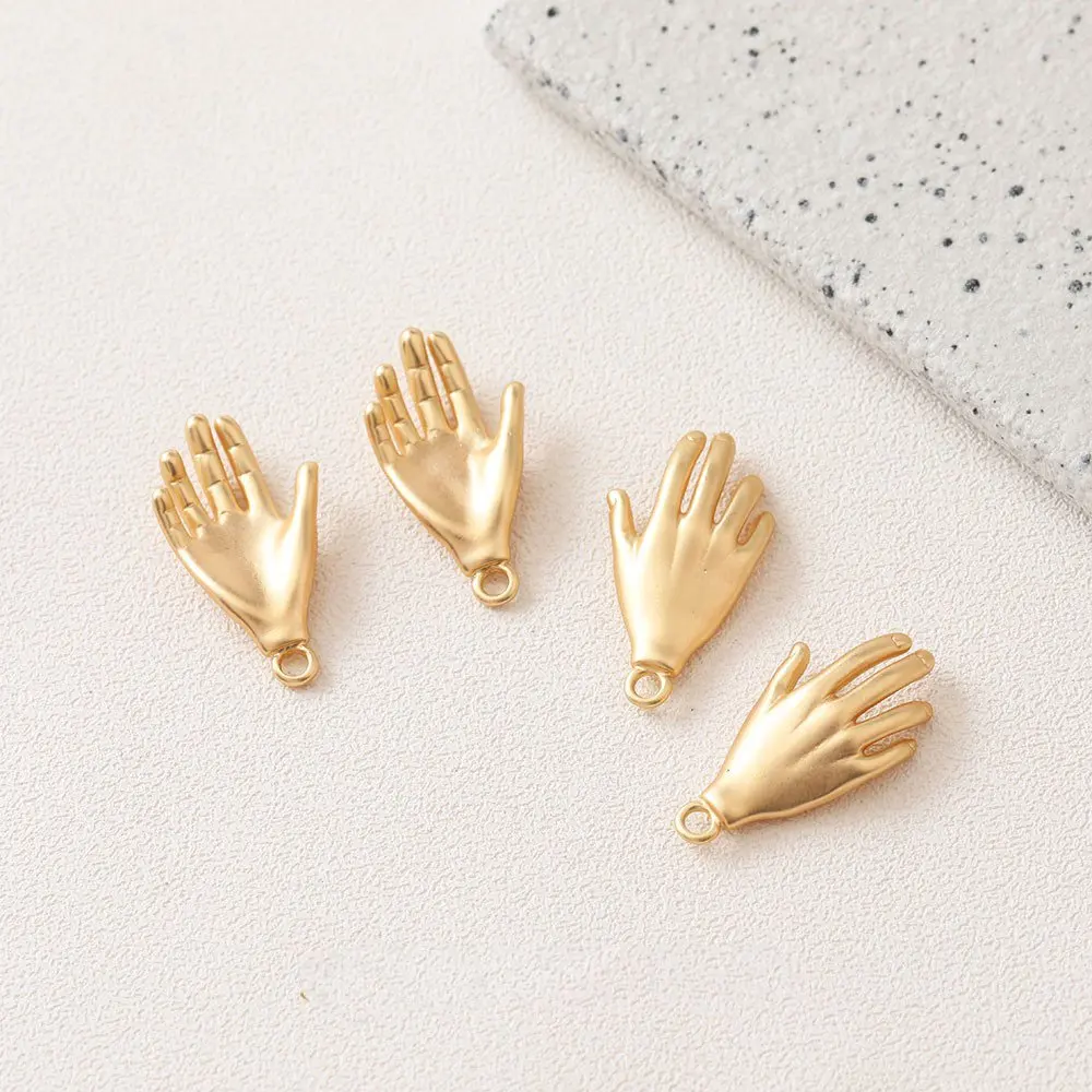 4PCS Palm Shape Necklace Pendant 14K Gold Plated Charms for Jewelry Making DIY Hand As Bracelet Copper Design Accessories