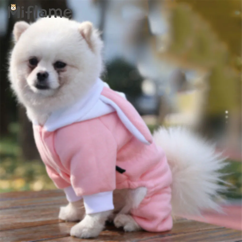 Miflame Autumn Winter Dog Clothes Cartoon Small Dogs Hoodies Four-Legged Rabbit Cosplay Costume For Pets Cothing Schnauzer Spitz