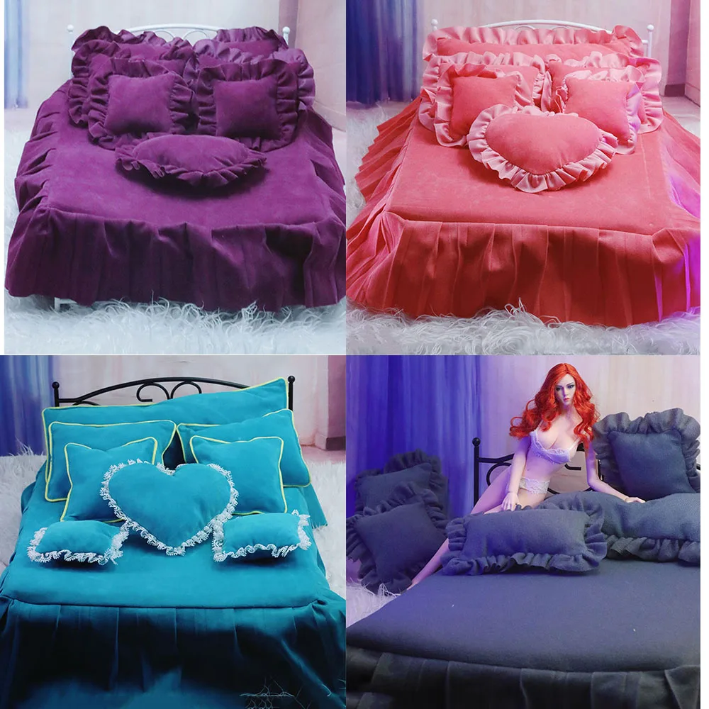 

1/6 Princess Bed Figure Scene Accessory Movable Wrought Iron Bed Scene Bed With Quilt Set For 12 Inches Action Figure