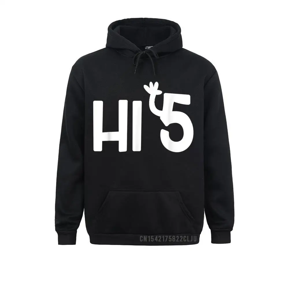 Funny Hi 5 (High Five) Pun T-Shirt. Sarcastic Joke Anime Long Sleeve Hoodies Winter Men Sweatshirts Group Hoods Funny