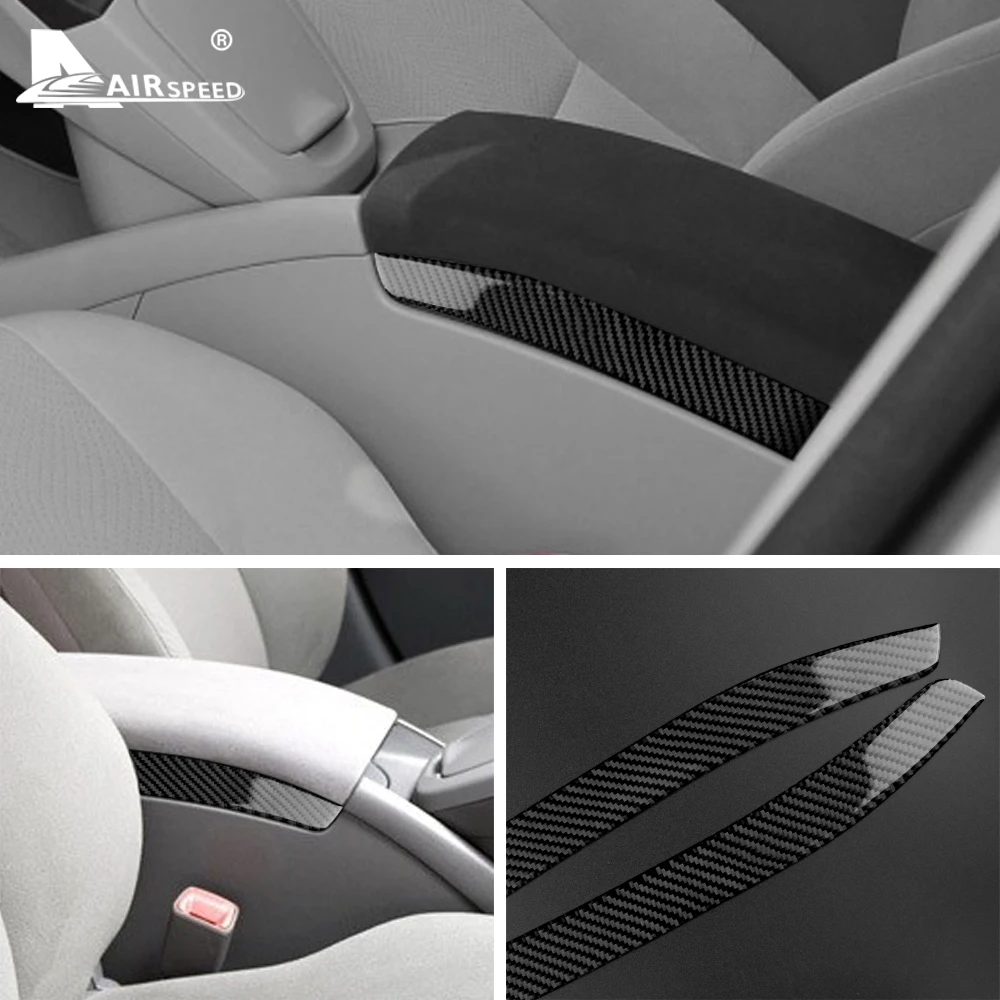 Real Carbon Fiber for Toyota Prius 2010 2011 Accessories Interior Trim Car Central Control Armrest Box Cover Side Sticker