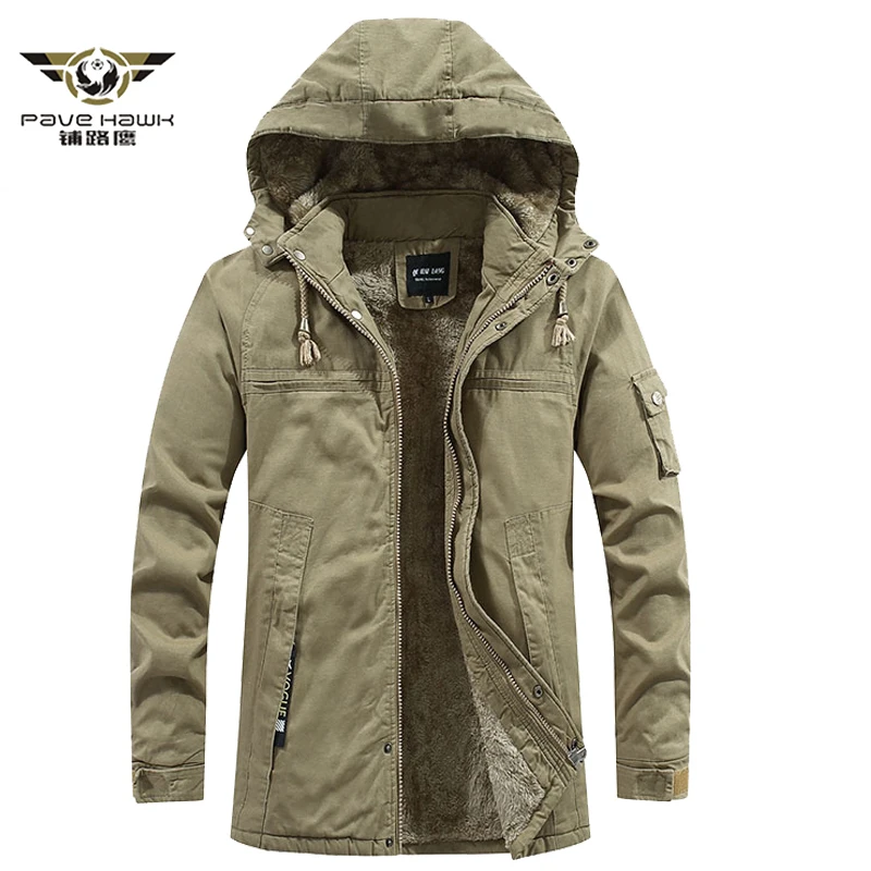 Thick Warm Winter Jacket Men Fleece Inner Parka Outwear Coat Multi-Pocket Thermal Cargo Jacket Hooded Streetwear Windbreaker