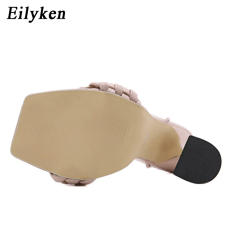 Eilyken Sandals Women Hollow Cross-Tied Weave Shoes Fashion Cozy Leather Peep Toe Ankle Strap Ladies Strange Heels Pumps