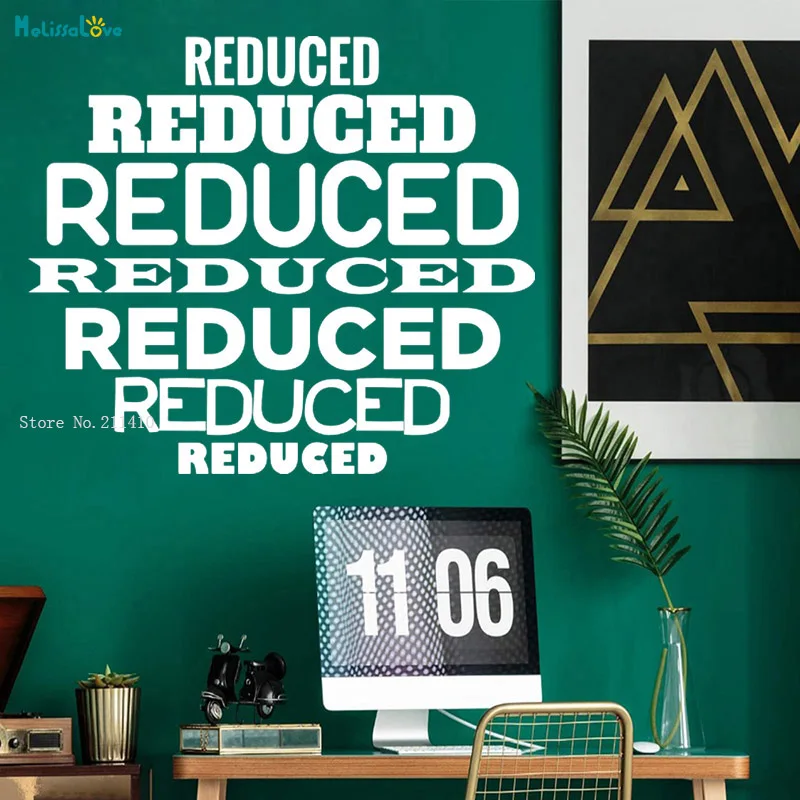 Reduced Sale Window Sticker Box Decals Removable Word Shopping Discount Sign Concise And Powerful Publicity Art Murals YT3591